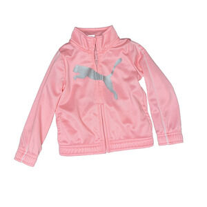 Puma Track Jacket 24 Months Girl’s Pink With Gray Puma Logo On Front Full Zip